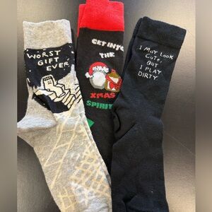 Men's Novelty Crew Socks - 3 Pair never worn